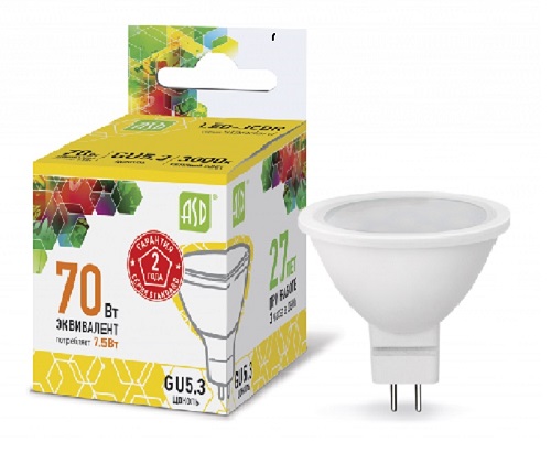 Лампа светодиодная ASD Standart JCDR Софит GU5.3 220В 7,5Вт 675Лм 3000К 50х52мм фото Лампа светодиодная ASD Standart JCDR Софит GU5.3 220В 7,5Вт 675Лм 3000К 50х52мм картинка